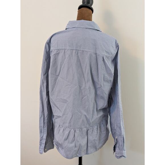 Birds of Paradis by Trovata Blue & White Striped Peplum Shirt - Large - Picture 4 of 9